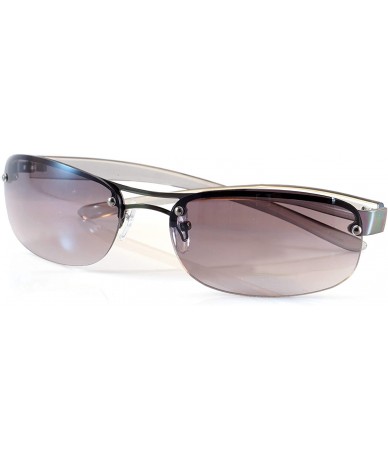 Wrap Semi-Rimless Color Tinted Clear Arm Eyeglasses Wrap Sunglasses A218 - Metal Black - CJ18GXCN4AS $29.25