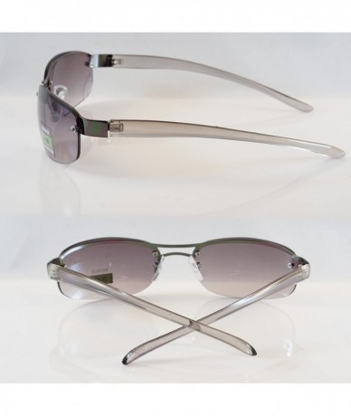Wrap Semi-Rimless Color Tinted Clear Arm Eyeglasses Wrap Sunglasses A218 - Metal Black - CJ18GXCN4AS $14.46