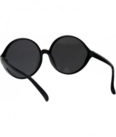 Round Oversized Round Sunglasses Womens Circle Frame Designer Style UV 400 - Black (Black) - CA18OUTW2EN $12.85