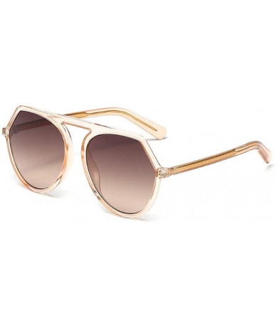 Round Retro Built-in Metal Feet Sunglasses Round Men Women Fashion Pilot Shades Glasses UV400 - Brown - CX194QRR8G2 $11.19