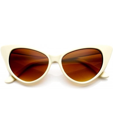Wayfarer Super Cateyes Vintage Inspired Fashion Mod Chic High Pointed Cat-Eye Sunglasses - Creme - CC11FJ4ZF7R $23.06