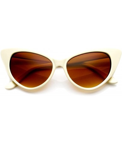 Wayfarer Super Cateyes Vintage Inspired Fashion Mod Chic High Pointed Cat-Eye Sunglasses - Creme - CC11FJ4ZF7R $13.33