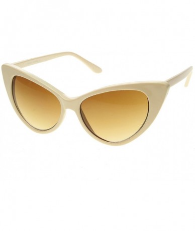 Wayfarer Super Cateyes Vintage Inspired Fashion Mod Chic High Pointed Cat-Eye Sunglasses - Creme - CC11FJ4ZF7R $13.33
