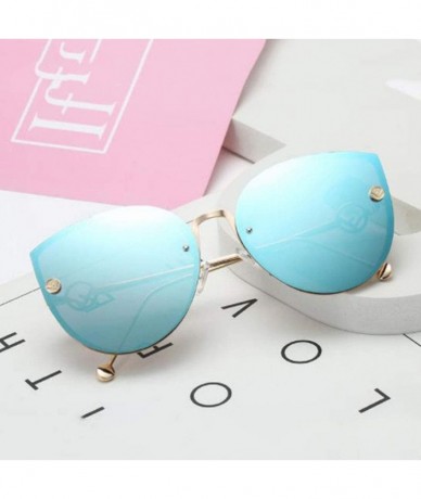 Oversized Women's Oversized Fashion Metal Frame Mirrored Cat Eye Sunglasses - 4 - CY18U0G42XC $47.99