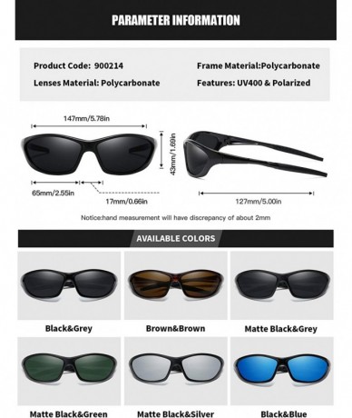 Sport Polarized Sport Sunglasses for Men Women Cycling Driving Fishing Running Golf Baseball - Matte Black Grey - CL193XIDLGW...
