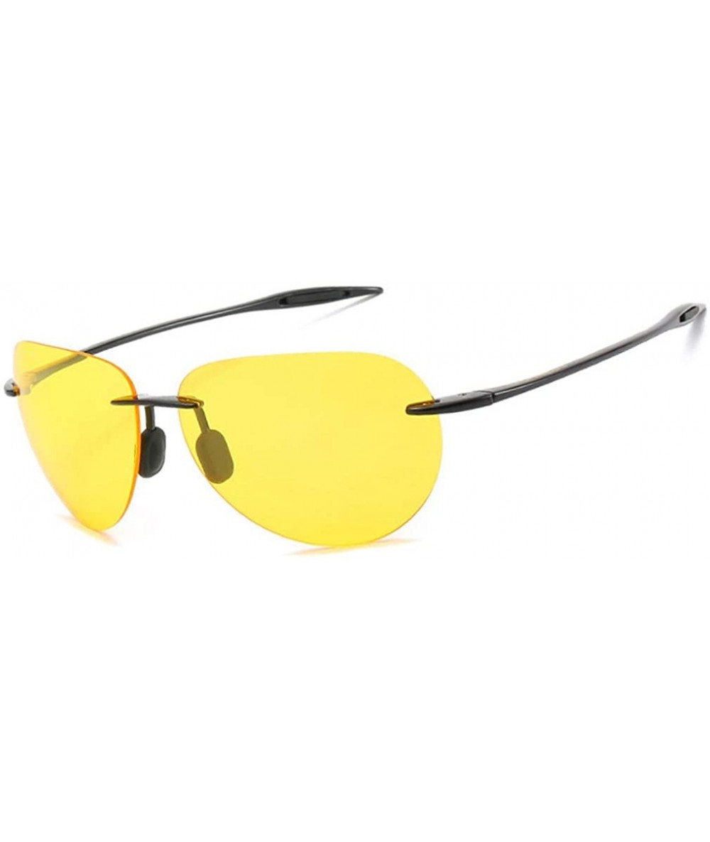 Goggle Rimless Sunglasses For Men Women Ultralight TR90 Frame - Black - CN18SS4LYYS $17.30