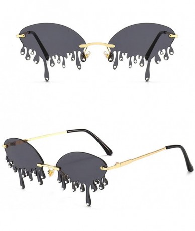 Rimless Tear shape sunglasses for Women/Men Brand Design Rimless Eyewear Luxury Trending Narrow Sun Glasses Streetwear - CI19...