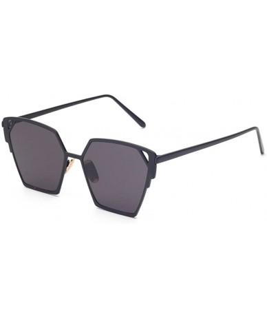 Square Fashion Men Cat Eye Sunglasses Coating Mirror Lens UV400 Unisex Square Sunglasses - Black/Grey - CP12IOUXLR3 $16.15