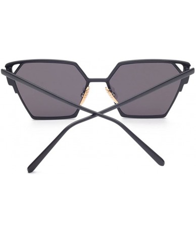 Square Fashion Men Cat Eye Sunglasses Coating Mirror Lens UV400 Unisex Square Sunglasses - Black/Grey - CP12IOUXLR3 $16.15