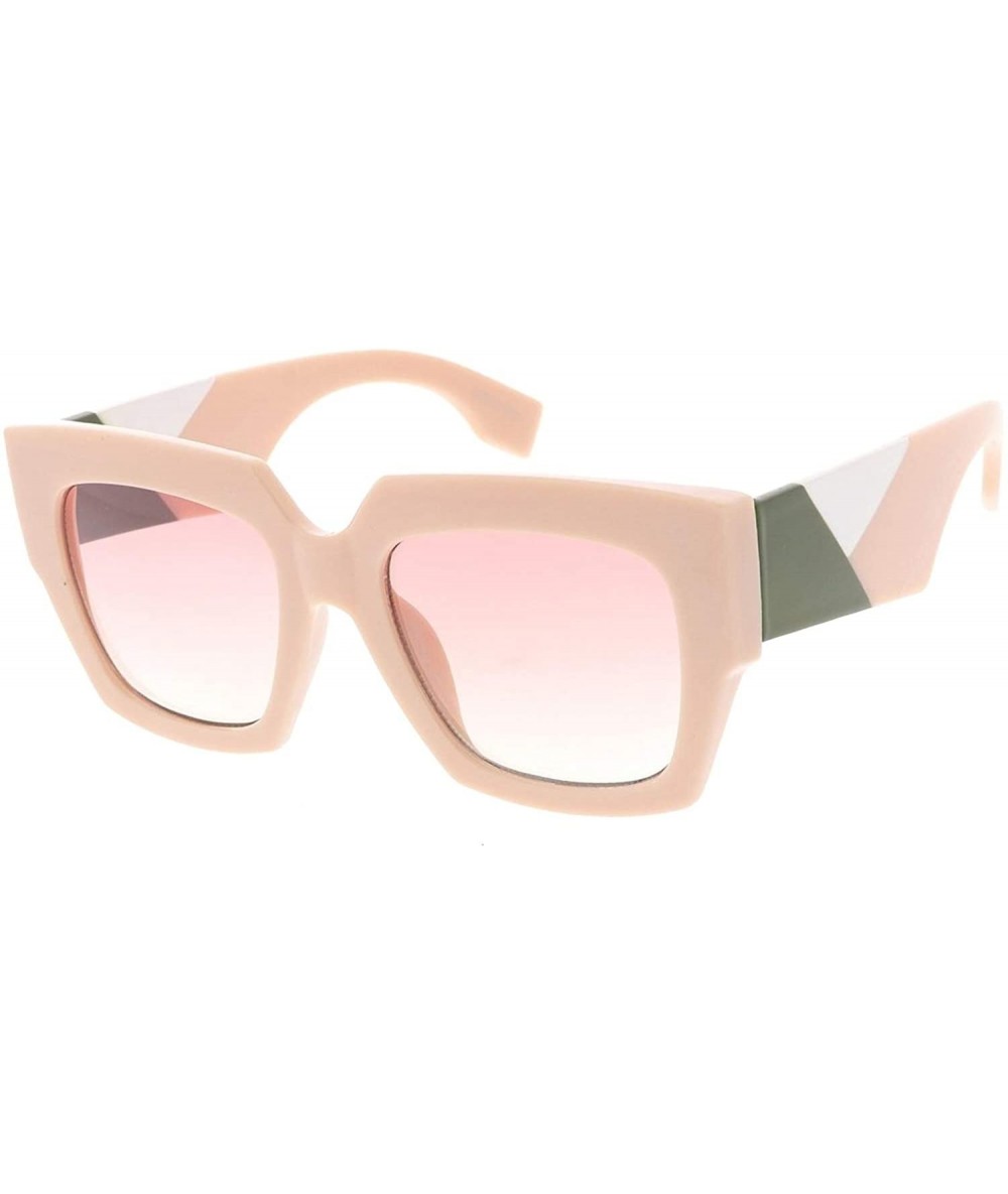 Shield Bulky Box Frame Retro Fashion Sunglasses - Pink - CT18UCNELK0 $12.62