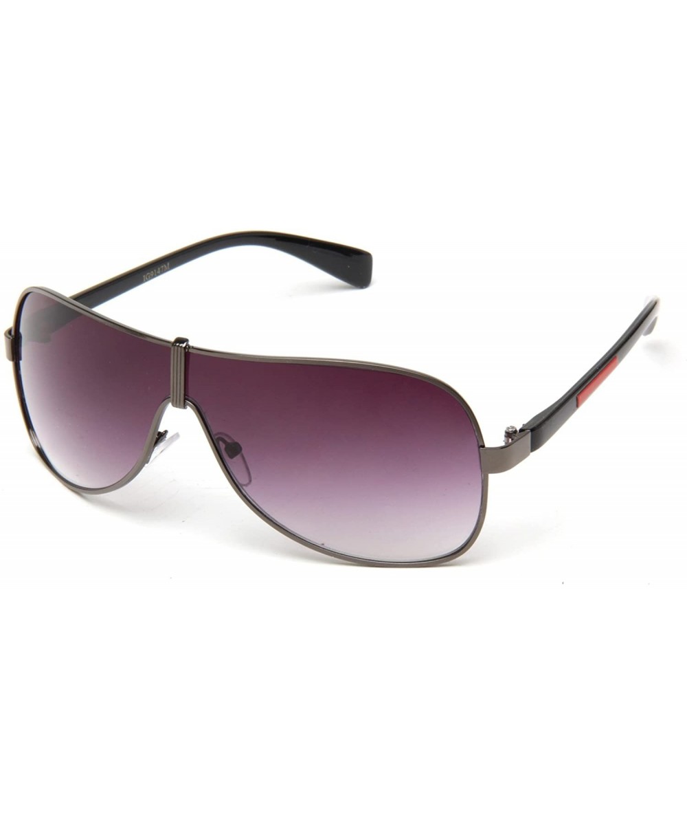 Shield Shield Fashion Slim Temple Sunglasses - Gunmetal - C9119VZZM5Z $7.81