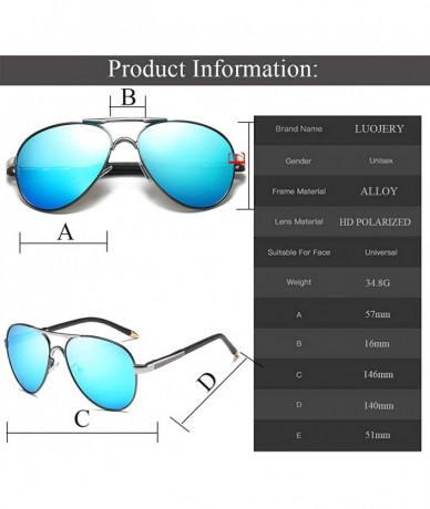 Goggle Luxury aviator Men's Polarized Driving Sunglasses shades For Men UV400 - Gun Arm Silver Bridge Blue Lens - CZ18NZHY9UT...