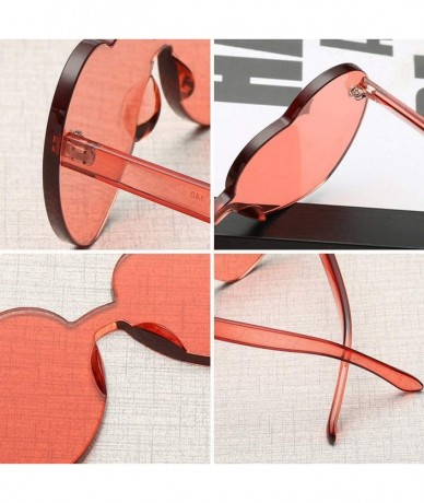 Rimless Heart Shaped Love Rimless Sunglasses One Piece Transparent Candy Color Frameless Glasses Tinted Eyewear - E - C11903X...