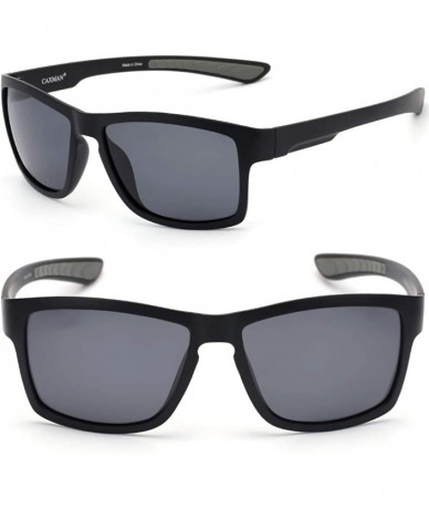Rectangular Polarized Sunglasses for Men Women Rectangular Square Frame Sports Sunglasses - Matte Black Frame With Grey Lens ...