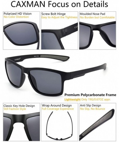 Rectangular Polarized Sunglasses for Men Women Rectangular Square Frame Sports Sunglasses - Matte Black Frame With Grey Lens ...