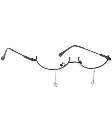 Square Half Frame Sparkling Crystal Sunglasses UV Protection Rhinestone Sunglasses Without Lens - Black2739 - CI199XOHUQN $24.97