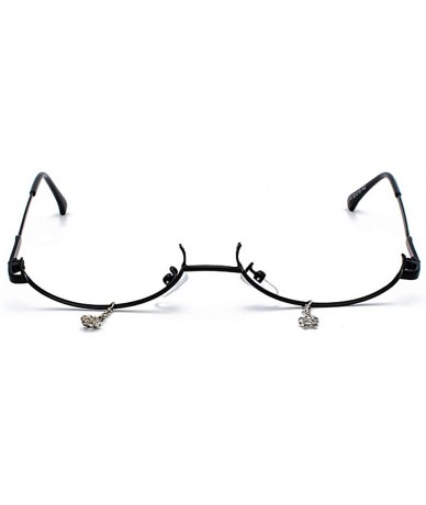 Square Half Frame Sparkling Crystal Sunglasses UV Protection Rhinestone Sunglasses Without Lens - Black2739 - CI199XOHUQN $28.59