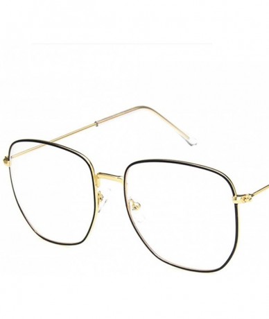Square Unisex Sunglasses Fashion Gold Brown Drive Holiday Square Non-Polarized UV400 - Gold Black White - CX18RLX26GA $10.66
