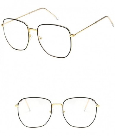 Square Unisex Sunglasses Fashion Gold Brown Drive Holiday Square Non-Polarized UV400 - Gold Black White - CX18RLX26GA $10.66