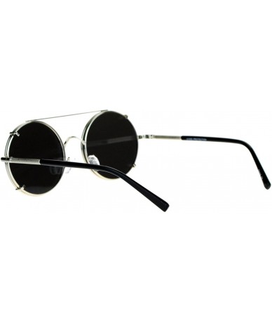 Round Metal Round Circle Lens Detachable Clip On Sunglasses - Silver Mirror - CW12G7GVYTN $14.04