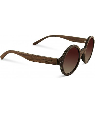 Round Retro Round Maple Wood Sunglasses - Vintage Lennon Style Shades with Polarized Lenses - CW12O369WZW $37.38