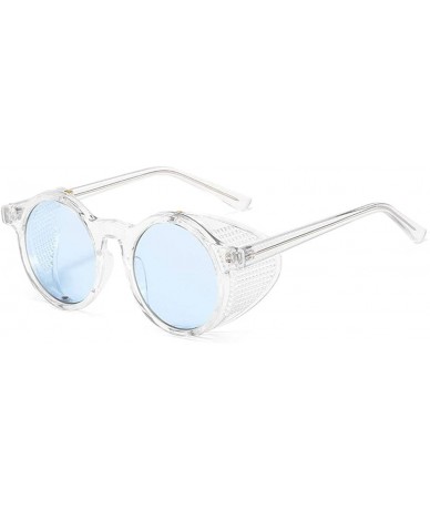 Round 2020 New Transparent Color Punk Flip Sunglasses Men Women Fashion UV400 Round Glasses - Clear&blue - CG1935EO6H2 $13.96