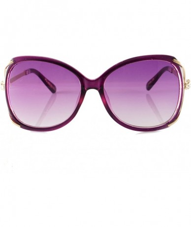 Round Oversize Serpentine Deco Metal Temple Butterfly Sunglasses A256 - Purple Purple - CR18O46OS5R $30.38