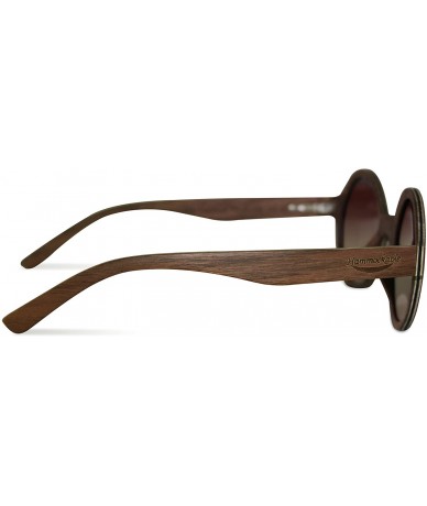 Round Retro Round Maple Wood Sunglasses - Vintage Lennon Style Shades with Polarized Lenses - CW12O369WZW $37.38
