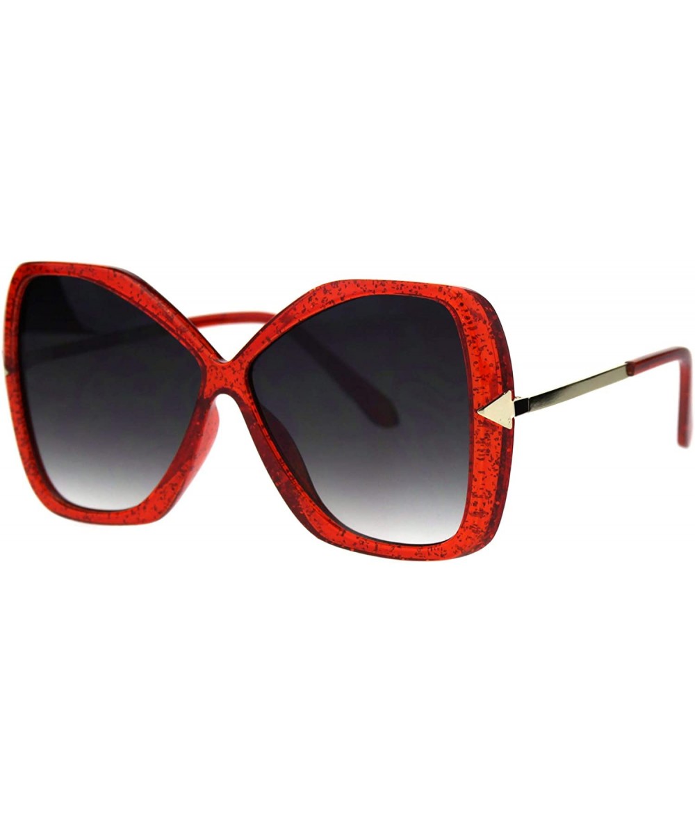 Oversized Oversized Fashion Sunglasses Womens Square Butterfly Arrow Frame UV 400 - Glitter Red (Smoke) - CY18AT36KM7 $10.97