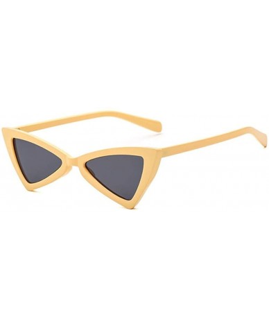 Goggle Women Men Small Cat Eye Sunglasses Fashion Triangle Glasses - Beige Gray - CF18CHWIUXY $22.74