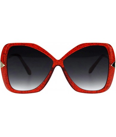 Oversized Oversized Fashion Sunglasses Womens Square Butterfly Arrow Frame UV 400 - Glitter Red (Smoke) - CY18AT36KM7 $10.97