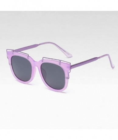 Rimless Vintage Cat Eye Sunglasses Colorful Polarized Sunglasses One Piece Unisex for Party Gifts - Purple - C4190HW9386 $13.49