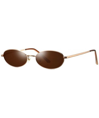Oval Oval Sunglasses for Women Retro Metal Frame Vintage Male Female Small Polarized Sun Glasses UV400 - Brown - CV18ATACYSX ...