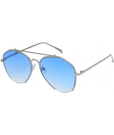 Rimless Women's Semi Rimless Aviator Sunglasses - Silver and Blue - C918IHKI23O $12.25