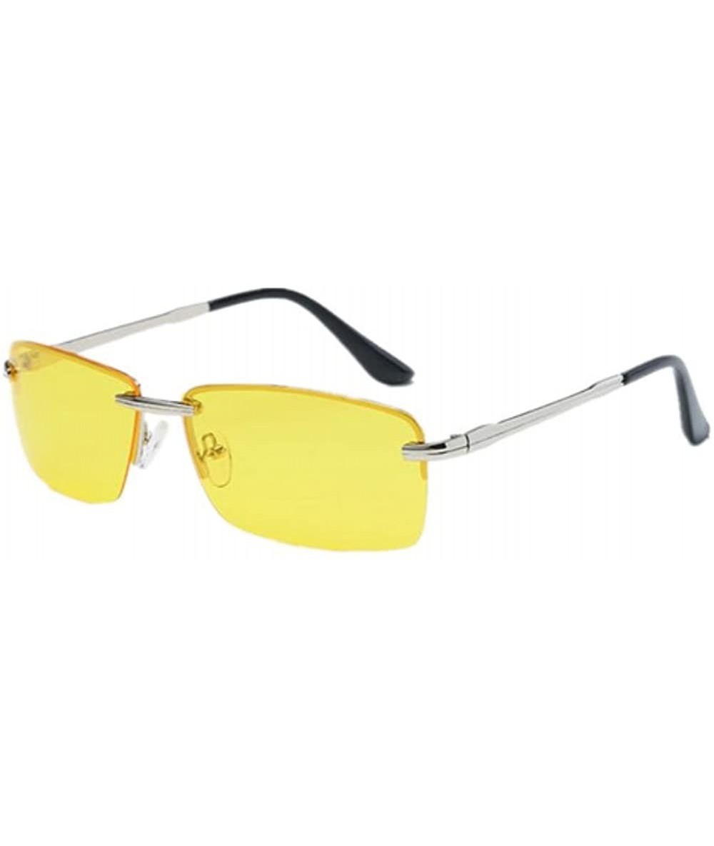 Goggle Men Coating UV400 Polarized Glasses Rectangle Sunglass Eyewear - Yellow - CN182DN9LTK $9.74