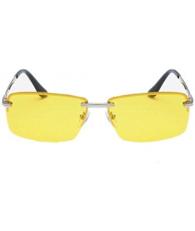 Goggle Men Coating UV400 Polarized Glasses Rectangle Sunglass Eyewear - Yellow - CN182DN9LTK $9.74