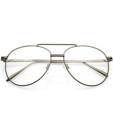 Aviator Classic Metal Double Nose Bridge Clear Lens Aviator Eye Glasses 55mm - Gunmetal / Clear - CO185U4X0A8 $10.68