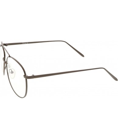 Aviator Classic Metal Double Nose Bridge Clear Lens Aviator Eye Glasses 55mm - Gunmetal / Clear - CO185U4X0A8 $10.68