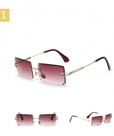 Rectangular Luxury Brand Rectangle Ladies Sunglasses Women 2019 Rimless Square Polarized Sun Glasses For Ladies - Purple - C3...