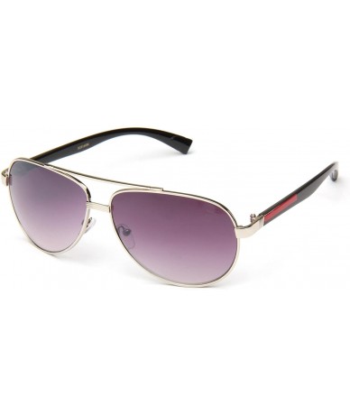 Oval Fashion Oval Unique Style Colored Temple Sunglasses - Silver/Black - CI119VZAQJL $8.56