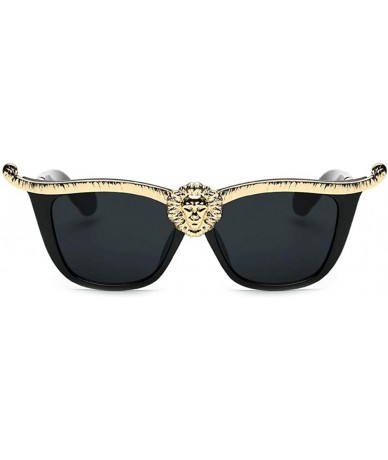Square Bold Statement Designer Cat Eye Sunglasses for Women Jeweled Costume Sun Shades - Black - CK194UMEAI5 $29.10