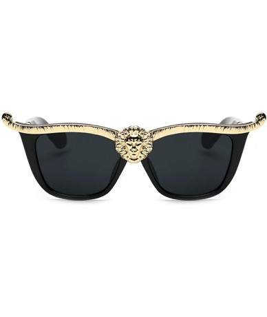 Square Bold Statement Designer Cat Eye Sunglasses for Women Jeweled Costume Sun Shades - Black - CK194UMEAI5 $12.36