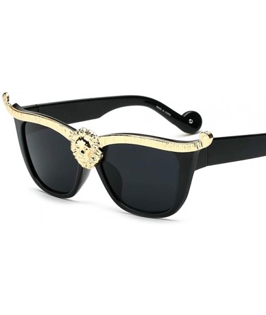 Square Bold Statement Designer Cat Eye Sunglasses for Women Jeweled Costume Sun Shades - Black - CK194UMEAI5 $12.36