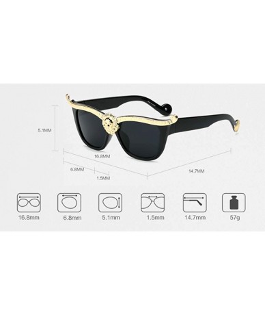 Square Bold Statement Designer Cat Eye Sunglasses for Women Jeweled Costume Sun Shades - Black - CK194UMEAI5 $12.36
