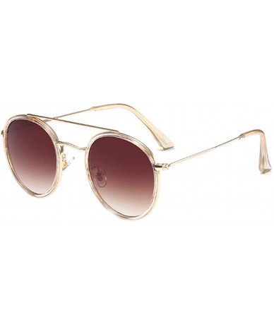 Round Women's Classic Plastic Metal Round Full-Frame AC Lens Sunglasses - Brown Coffee - CI18W6I4Q33 $29.75