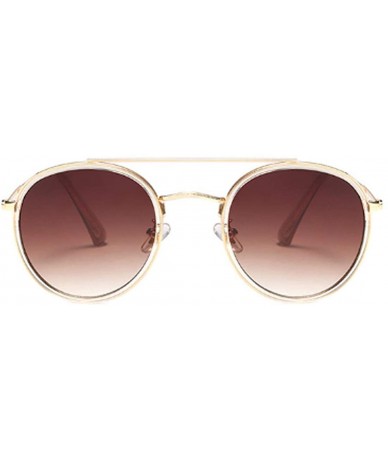 Round Women's Classic Plastic Metal Round Full-Frame AC Lens Sunglasses - Brown Coffee - CI18W6I4Q33 $29.75