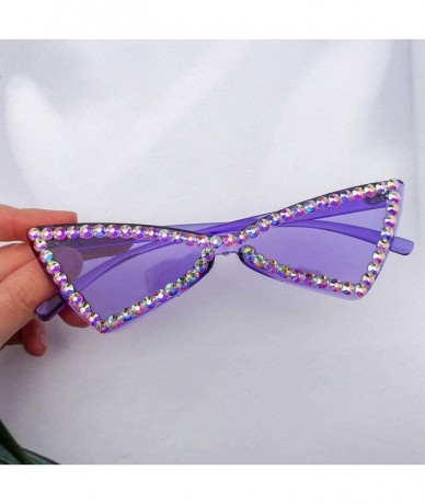 Butterfly Fashion Diamond Sunglasses Designer Transparent - Purple - CT198G2WQ4D $12.71