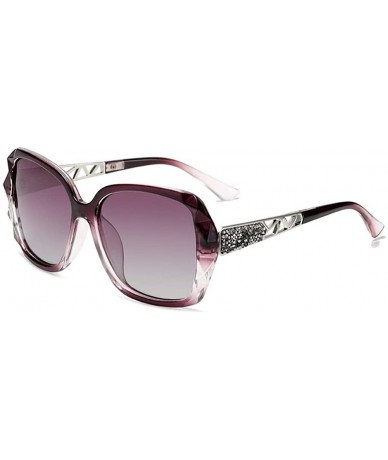 Oversized Women Vintage Polarized Sunglasses Oversized Square Gradient Sun Glasses Female Eyewear UV400 - Purple Frame - CY19...