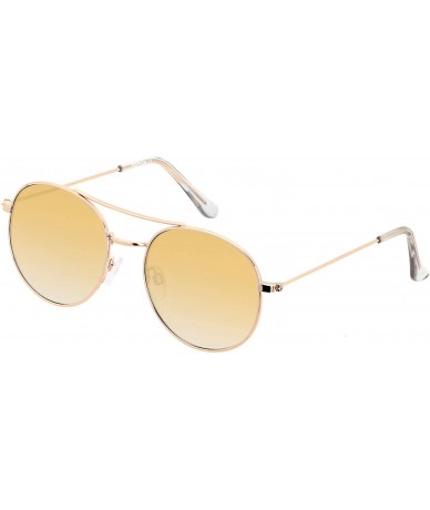 Round Round Sunglasses for Women Retro Aviator Double Bridge Fashion Circle Vintage Cute Sun Glasses - CN18WG5WMWY $13.05