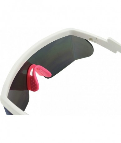 Wayfarer Semi Rimless Neon Rainbow Sunglasses Mirrored Lens UV Protection 80s Retro Rave Shades Crooked ZigZag Bolt Arm - C51...